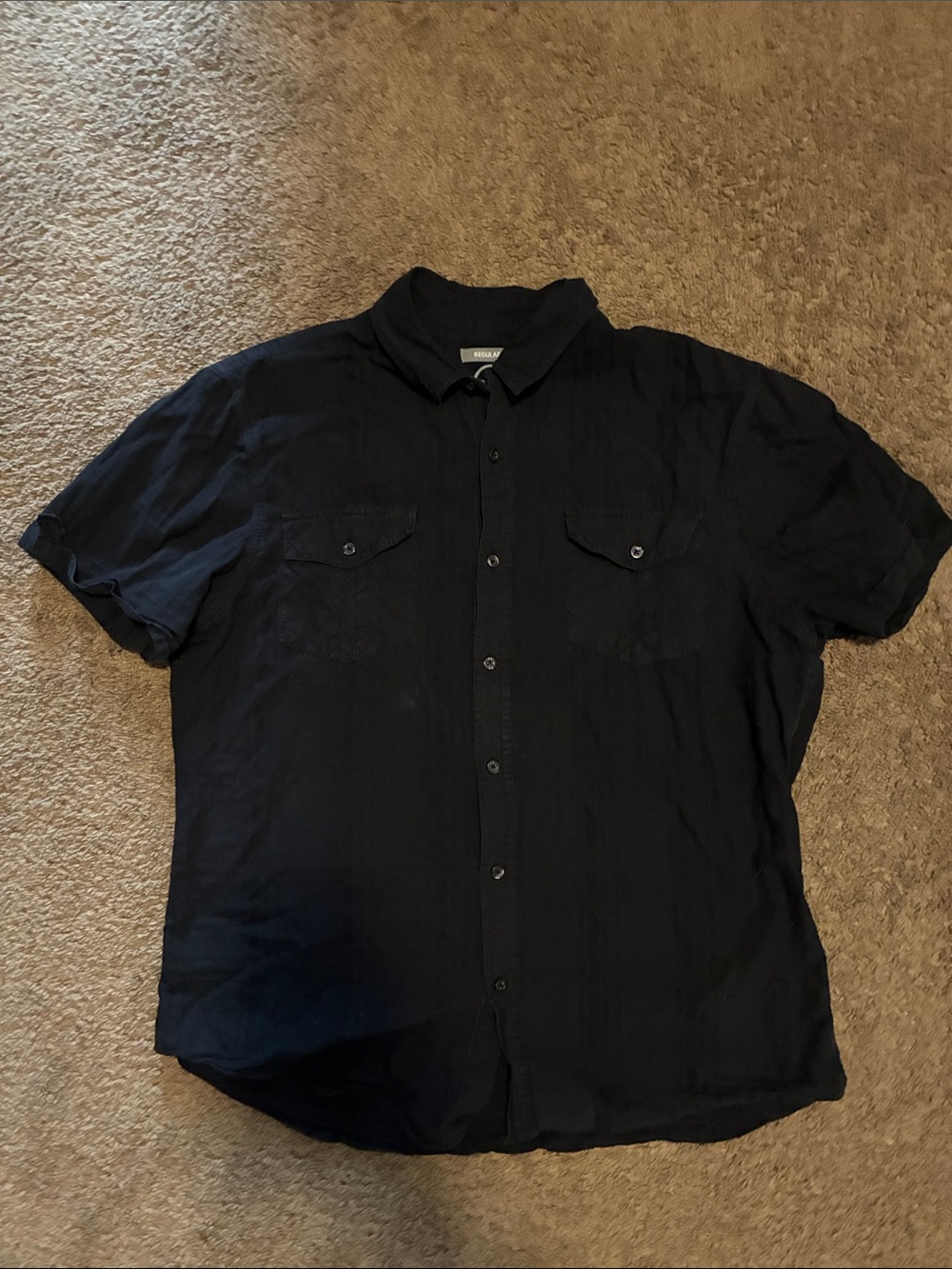 Men's goth Short-Sleeve Button-Down Shirt - Black